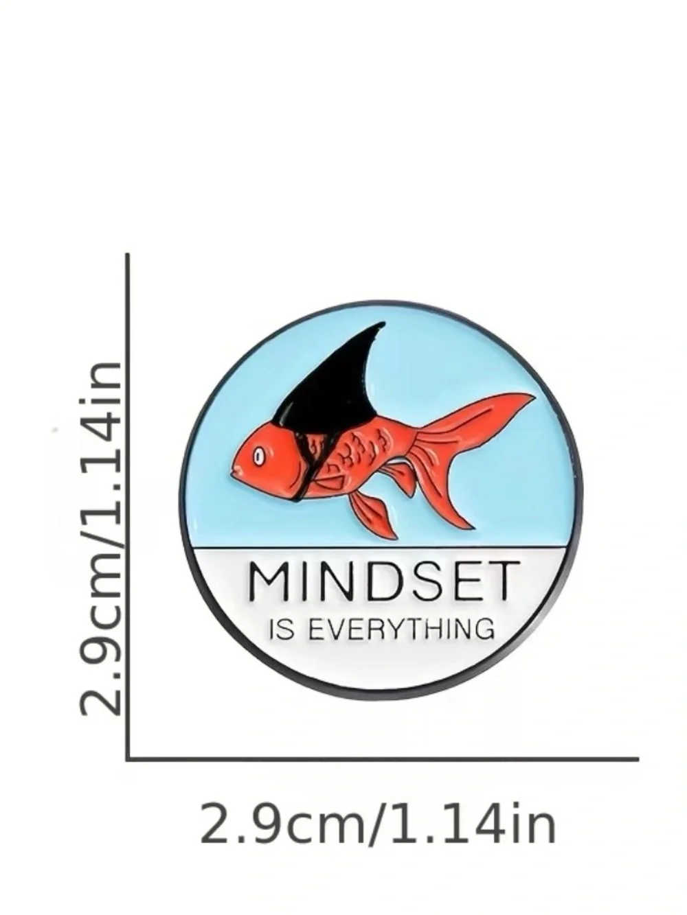 Mindset Is Everything Gold-Edged Enamel Fish Pin - Orange/Black Super Funny NEW
